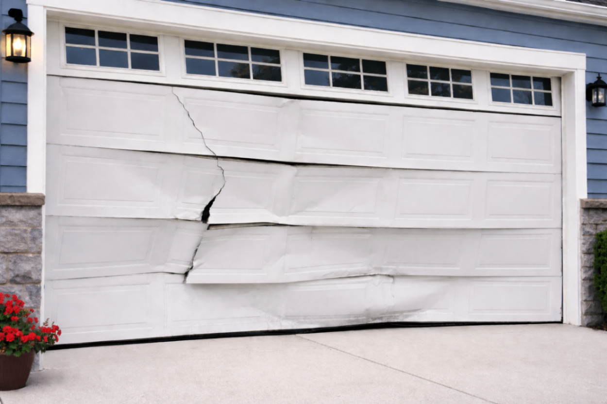 Damaged garage door panel replacement by HaulkSterling