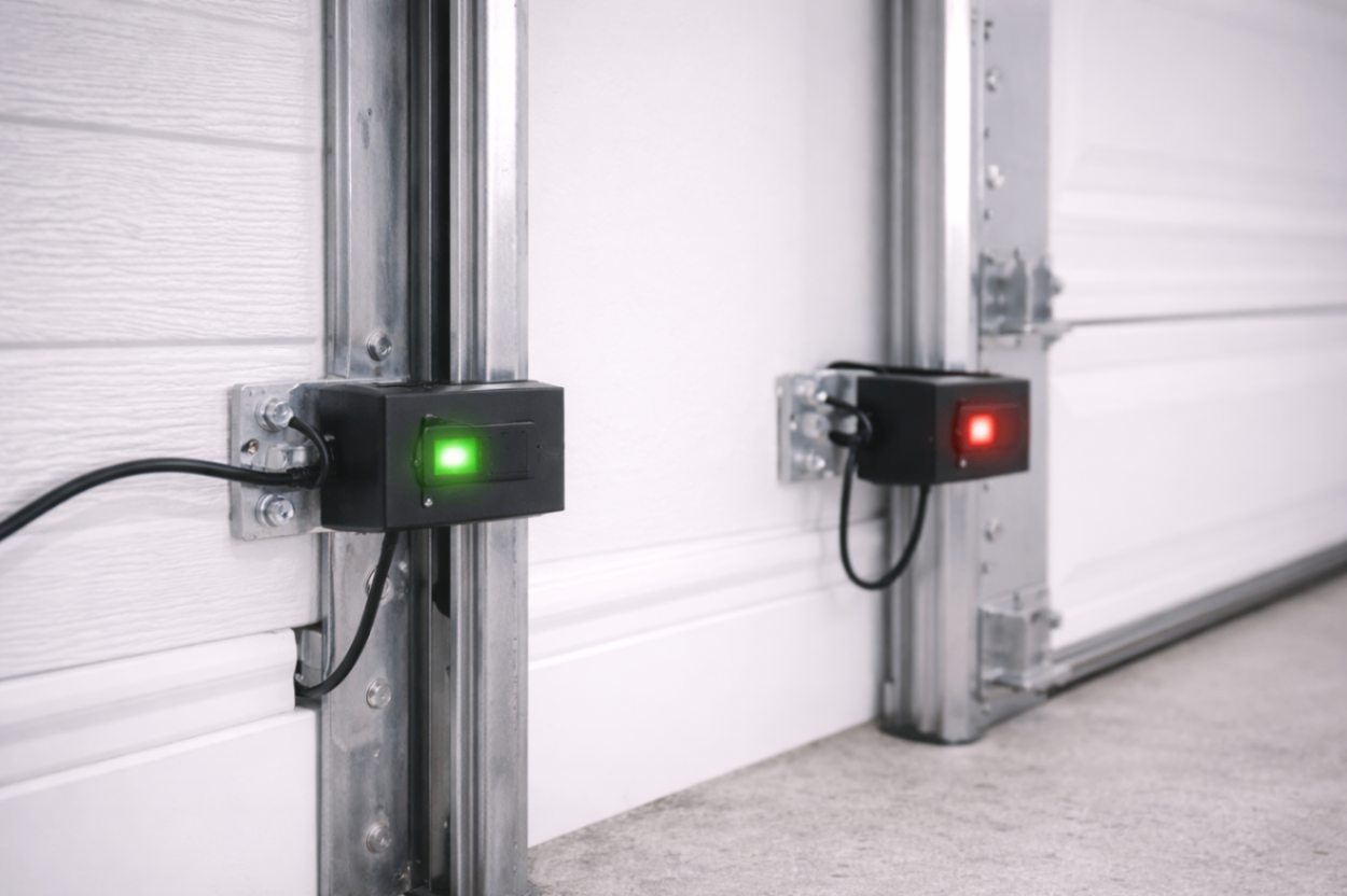 Garage door safety sensor alignment and repair by HaulkSterling